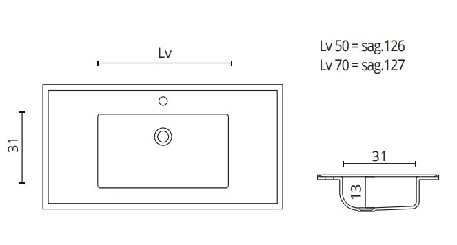 Раковина со столешницей BMT IKON COVER TONDO RIM 870 811 124 02.4 TR  1240х22х502 мм, с отверстием под смеситель, с бортиком, цвет белый матовый
