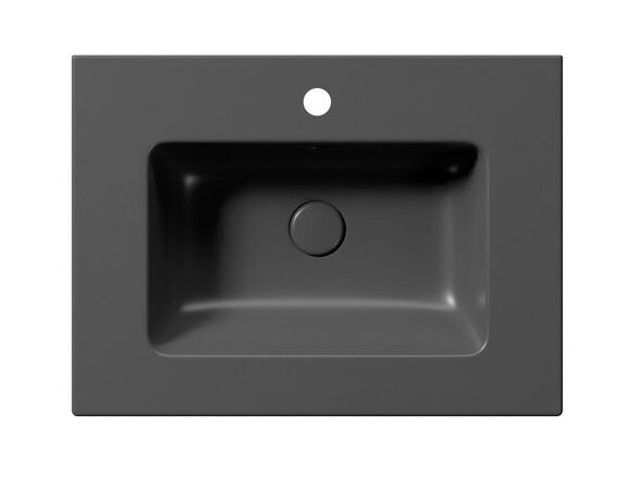 Раковина накладная/подвесная GSI PURA 8884126 c отверстием под смеситель, с переливом, цвет Чёрный матовый Ardesia