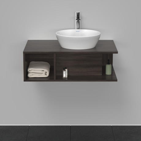 Тумба подвесная под раковину DURAVIT D-Neo DE495805353 800 мм х 550 мм, с консолью, с открытой полкой слева, каштан тёмный