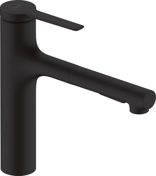 Смеситель однорычажный для кухни с вытяжным душем HANSGROHE ZESIS M33 2 JET 74804670 160 мм, с sBox lite, чёрный матовый