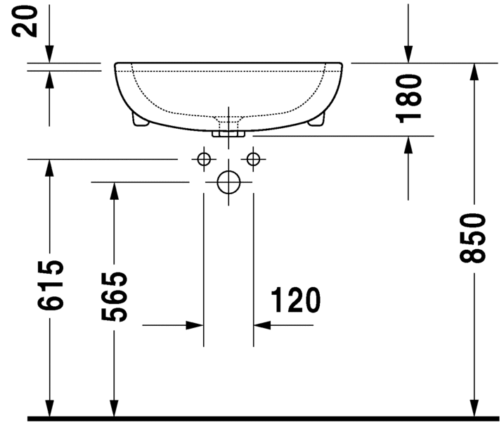 Раковина встраиваемая до половины  Duravit d-code 0339550000 55х44 см