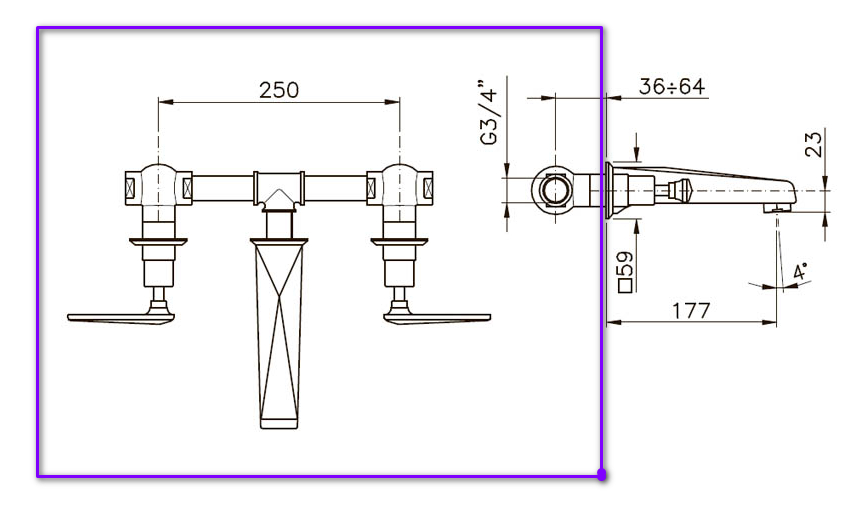 Внутренняя часть для смесителя раковины NICOLAZZI DOCCIA C1077 c картриджами DX+SX, бронза