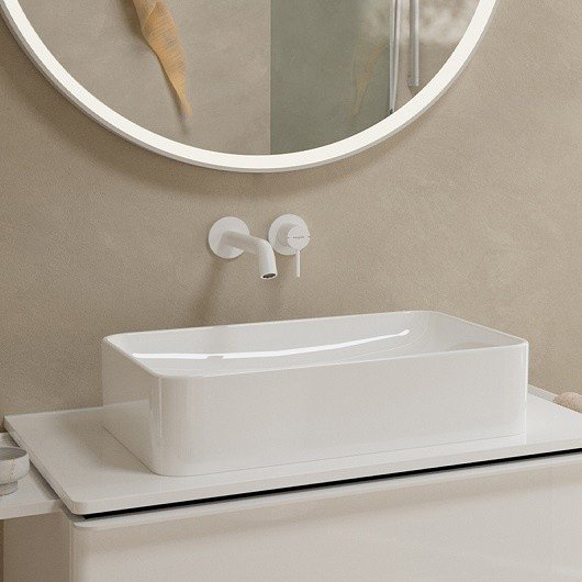 Однорычажный настенный смеситель для раковины Hansgrohe Tecturis S 73351700 скрытого монтажа, цвет Белый матовый