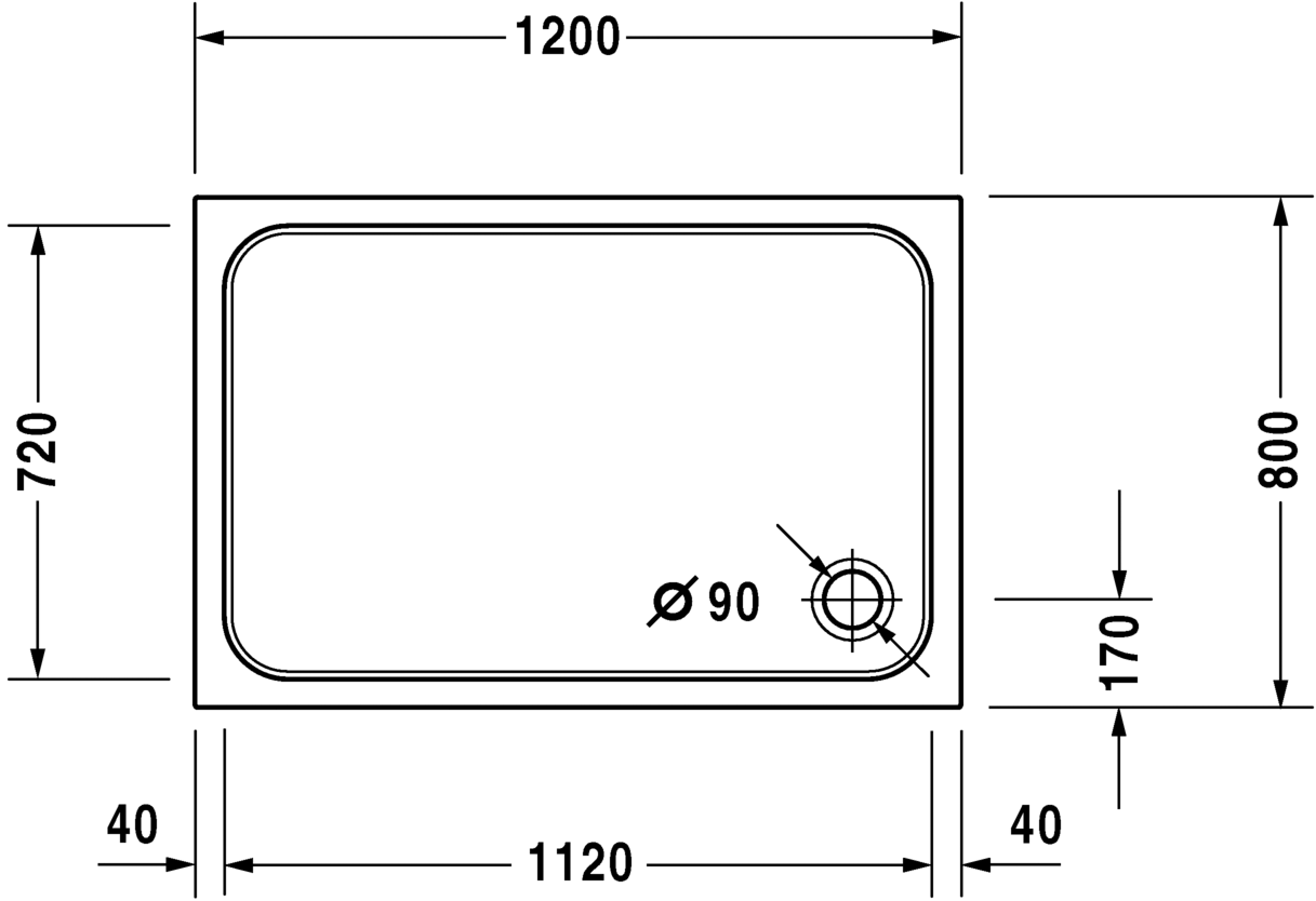 Душевой поддон Duravit D-Code 720113000000000 прямоугольный, белый