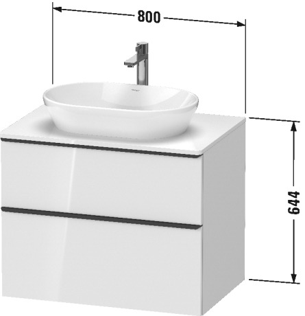 Тумба подвесная под раковину DURAVIT D-Neo DE496704343 800 мм х 550 мм, с консолью, с двумя выдвижными ящиками, базальт матовый