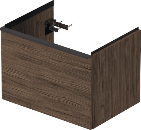 Тумба подвесная под раковину DURAVIT D-Neo DE425402121 634 мм х 452 мм, с одним выдвижным ящиком, орех тёмный