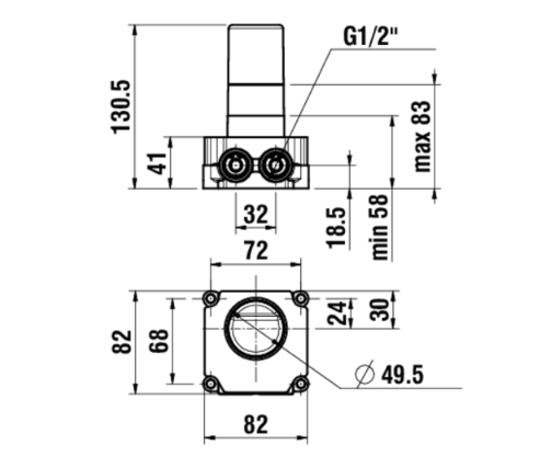 Встраиваемый блок для настенных смесителей для ванны/душа на 1 отверстие Laufen 3.7698.1.000.100.1