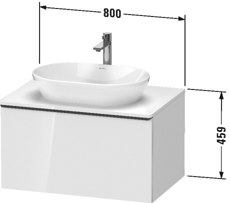 Тумба подвесная под раковину DURAVIT D-Neo DE494704949 800 мм х 550 мм, с консолью, с одним выдвижным ящиком, графит матовый