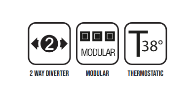 Встраиваемая внутренняя часть термостата ALMAR MODULAR PUSH E176908 на 2 потребителя, c 2 запорными вентилями, цвет Чёрный