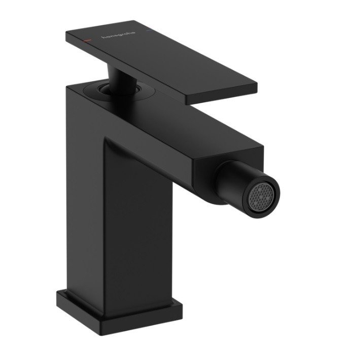Однорычажный смеситель для биде Hansgrohe Tecturis E 73200670 со сливным гарнитуром, цвет Чёрный матовый