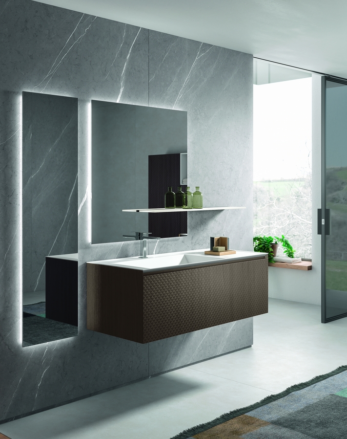 Зеркало квадратное для ванной комнаты BMT IKON 801 406 090 01    900х972х30 мм, серый