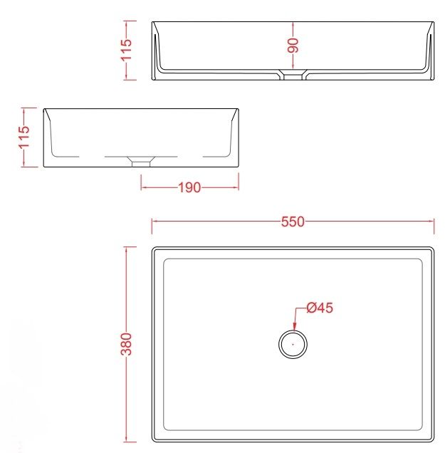 Раковина накладная ARTCERAM SCALINO SCL002 01 00 550 мм х 380 мм, без отверстия под смеситель, без перелива, белый глянцевый