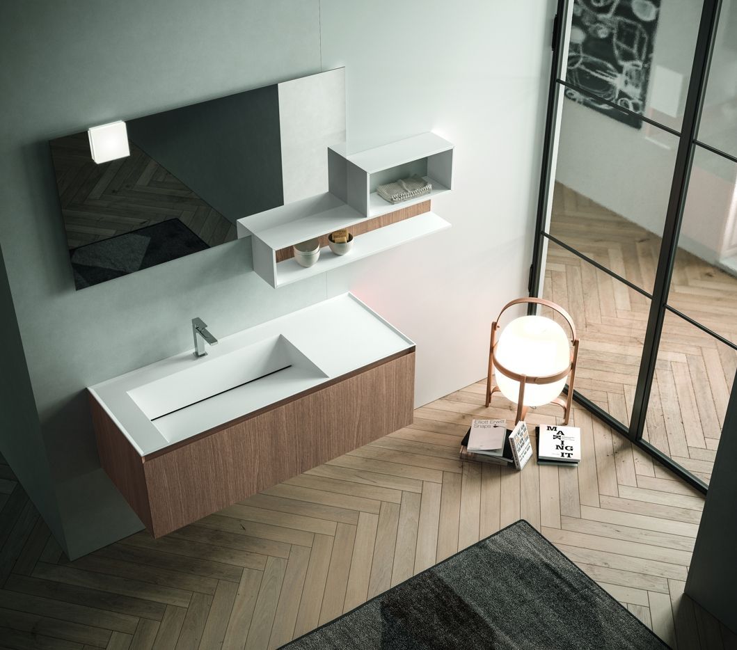 Раковина со столешницей BMT IKON TRIA RIM 870811124020191B022DK4   1240х22х502 мм, с отверстием под смеситель, с бортиком, цвет белый матовый