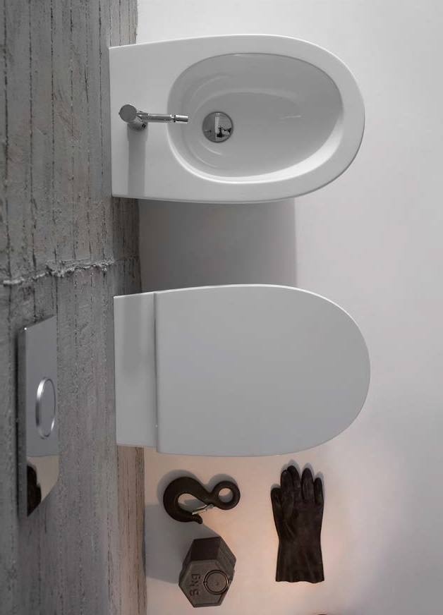 Унитаз подвесной безободковый GLOBO 4ALL MDS03BI 360 мм х 540 мм, с креплением, белый глянцевый