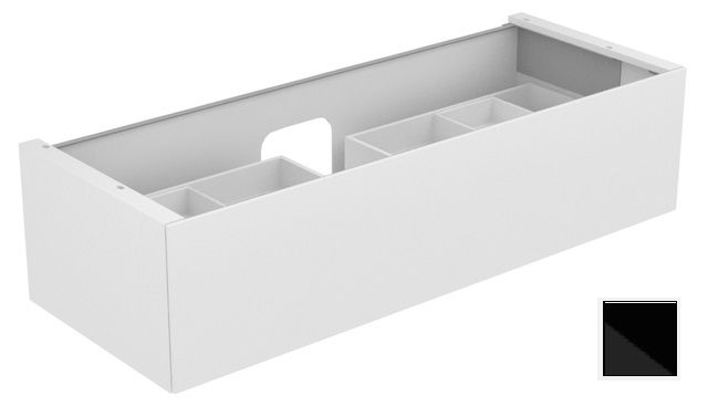 Тумба подвесная под раковину KEUCO EDITION 11 31361 570000 с одним выдвижным фронтом, корпус матовый лак/фасад глянцевое стекло, чёрный