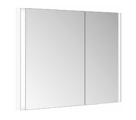 Зеркальный шкаф с подсветкой и подогревом для встраиваемого монтажа KEUCO Somaris 14513 512201 115 мм х 1000 мм х 710 мм, с 2 поворотными ассиметричными дверцами, цвет корпуса Белый матовый
