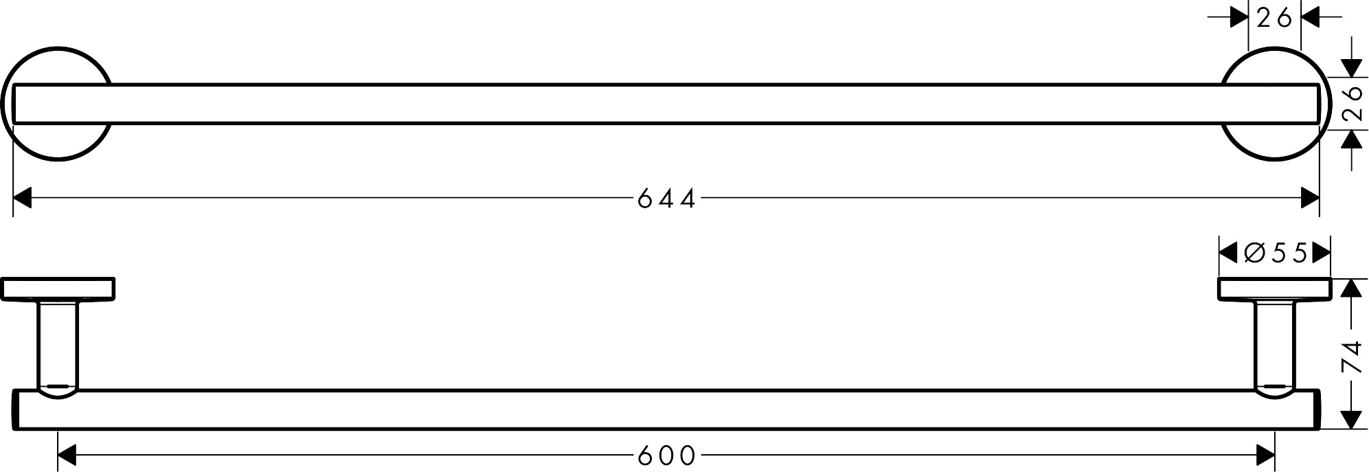 Полотенцедержатель одинарный для банного полотенца HANSGROHE LOGIS UNIVERSAL 41716000 цвет Хром