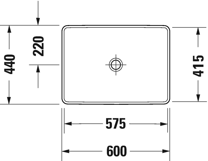 Раковина встраиваемая сверху Duravit D-Neo 0358600079 600 мм х 440 мм, без перелива, без отверстия под смеситель, белая