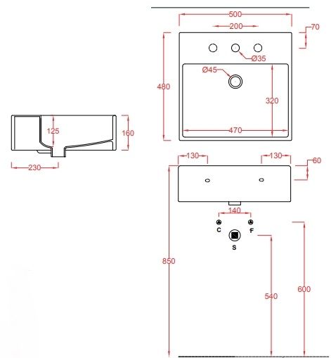 Раковина накладная ARTCERAM QUADRO QUL002 01 00 500 мм х 480 мм, c отверстием под смеситель, с переливом, белый глянцевый