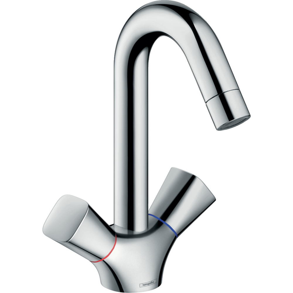 Смеситель для раковины с двумя рукоятками и сливным гарнитуром Hansgrohe Logis 71222000 хром
