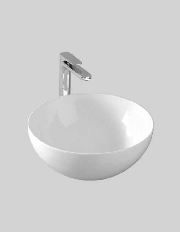 Раковина круглая накладная ARTCERAM LA CIOTOLA LCL001 01 00 460 мм х 460 мм, без отверстия под смеситель, без перелива, белый глянцевый