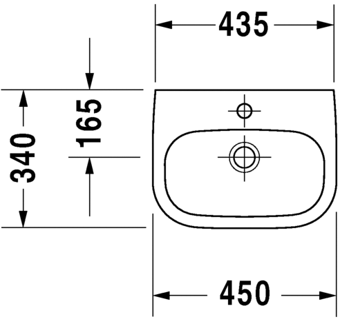 Раковина медицинская подвесная Duravit D-Code 07074500702 без отверстий под смеситель, без перелива, белая