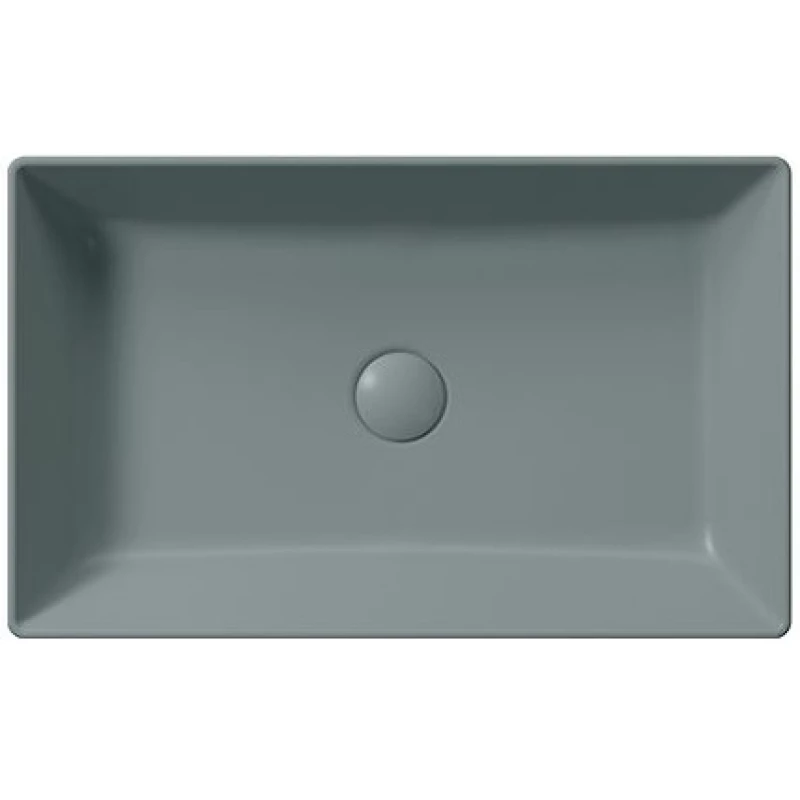 Раковина накладная прямоугольная GSI KUBE X 945304 600 мм х 370 мм, без отверстия под смеситель, без перелива, цвет Agave Matte