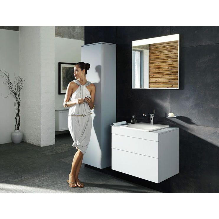 Тумба подвесная под раковину KEUCO EDITION 400 31582 180000 без отверстия под смеситель, с двумя выдвижными фронтами, корпус структурный лак/фасад глянцевое стекло, кашемир