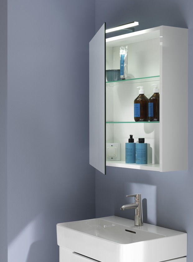Зеркальный шкаф с подсветкой  Laufen Base   4.0275.2.110.261.1  60 см, белый глянцевый,  дверца справа 