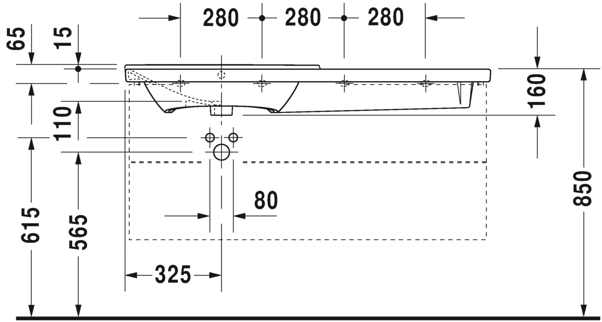 Раковина подвесная Duravit P3 comforts 2333120000 125х49см (изделие снято с производства)