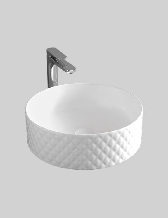 Раковина круглая накладная ARTCERAM QUADRO OSL009 01 00 440 мм х 440 мм, без отверстия под смеситель, без перелива, белый глянцевый