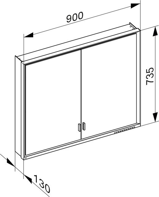 Зеркальный шкаф с подсветкой для настенного монтажа KEUCO Royal Lumos 14323 172301 130х900х735 мм, 2 дверцы, цвет Алюминий серебристый анодированный/Белый