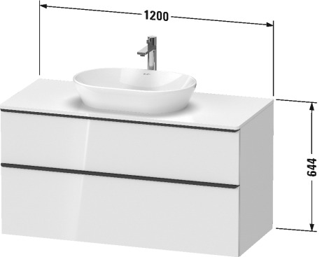 Тумба подвесная под раковину DURAVIT D-Neo DE496900707 1200 мм х 550 мм, с 2 выдвижными ящиками и консолью, бетонно-серый матовый