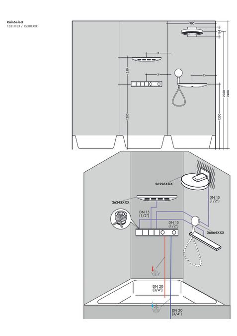 Термостат для душа Hansgrohe RainSelect 15381700 3 потребителя белый матовый