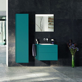 Тумба подвесная под раковину KEUCO EDITION 400 31572 680000 без отверстия под смеситель, с двумя выдвижными фронтами, корпус/фасад шпон, грецкий орех