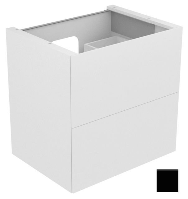 Тумба подвесная под раковину KEUCO EDITION 11 31342 330100 с двумя выдвижными фронтами, с внутренней светодиодной подсветкой, корпус/фасад шлифованный лак, чёрный