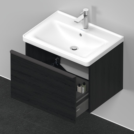 Тумба подвесная под раковину DURAVIT D-Neo DE425401616 634 мм х 452 мм, с одним выдвижным ящиком, чёрный дуб