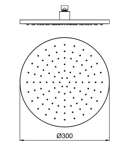 Верхний душ  круглый без держателя из латуни ALMAR SHOWER HEAD E044040.HB 300 мм х 300 мм, цвет High Brass