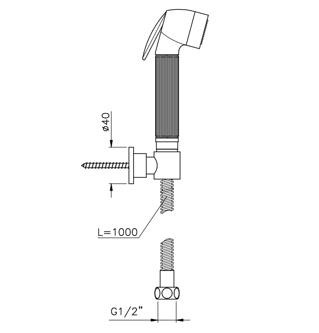Гигиенический душ NICOLAZZI DOCCIA MODERNA 5523BZ с держателем и шлангом, бронза