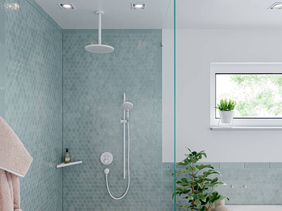 Душевой гарнитур HANSGROHE Cromа Select S 26572400 1 jet, со штангой, ручным душем, держателем и шлангом 160 см, с EcoSmart, цвет Белый/Хром