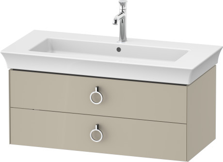 Тумба подвесная DURAVIT White Tulip WT43520H3H3 458 мм х 984 мм, с двумя выдвижными ящиками, с ручками, тёмно - серый глянцевый