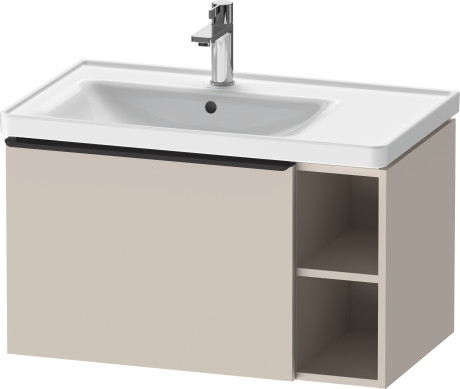 Тумба подвесная под раковину DURAVIT D-Neo DE425809191 784 мм х 452 мм, с выдвижным ящиком и открытой боковой полкой, серо-коричневый матовый
