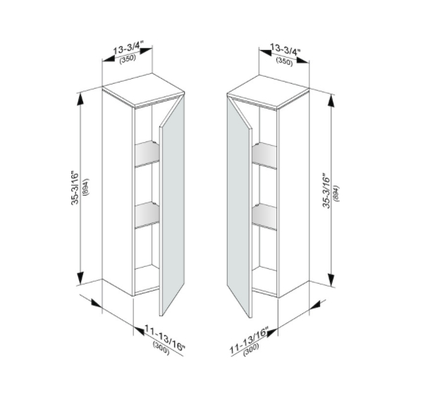 Шкаф средний подвесной KEUCO EDITION 400 31720 270001 петли слева, 2 стеклянные полки, корпус глянцевый лак/фасад матовое стекло, белый