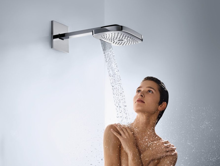 Верхний душ с держателем Hansgrohe Raindance Select E 300 3 Jet 26468400 Белый/Хром