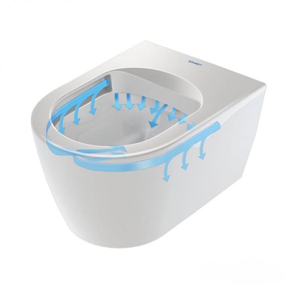 Унитаз подвесной Duravit Me by Starck Rimless 25300900001 с вертикальным смывом, безободковый, с креплением Durafix, с покрытием WonderGliss, белый