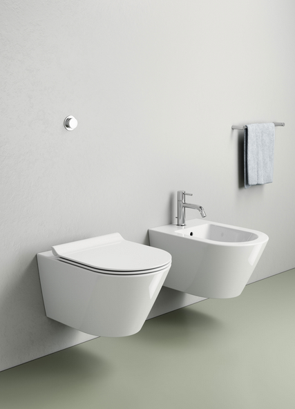 Унитаз подвесной GSI KUBE X 9413FR511 550 мм х 360 мм, c Genius Flush, с крепежом, цвет Белый глянцевый