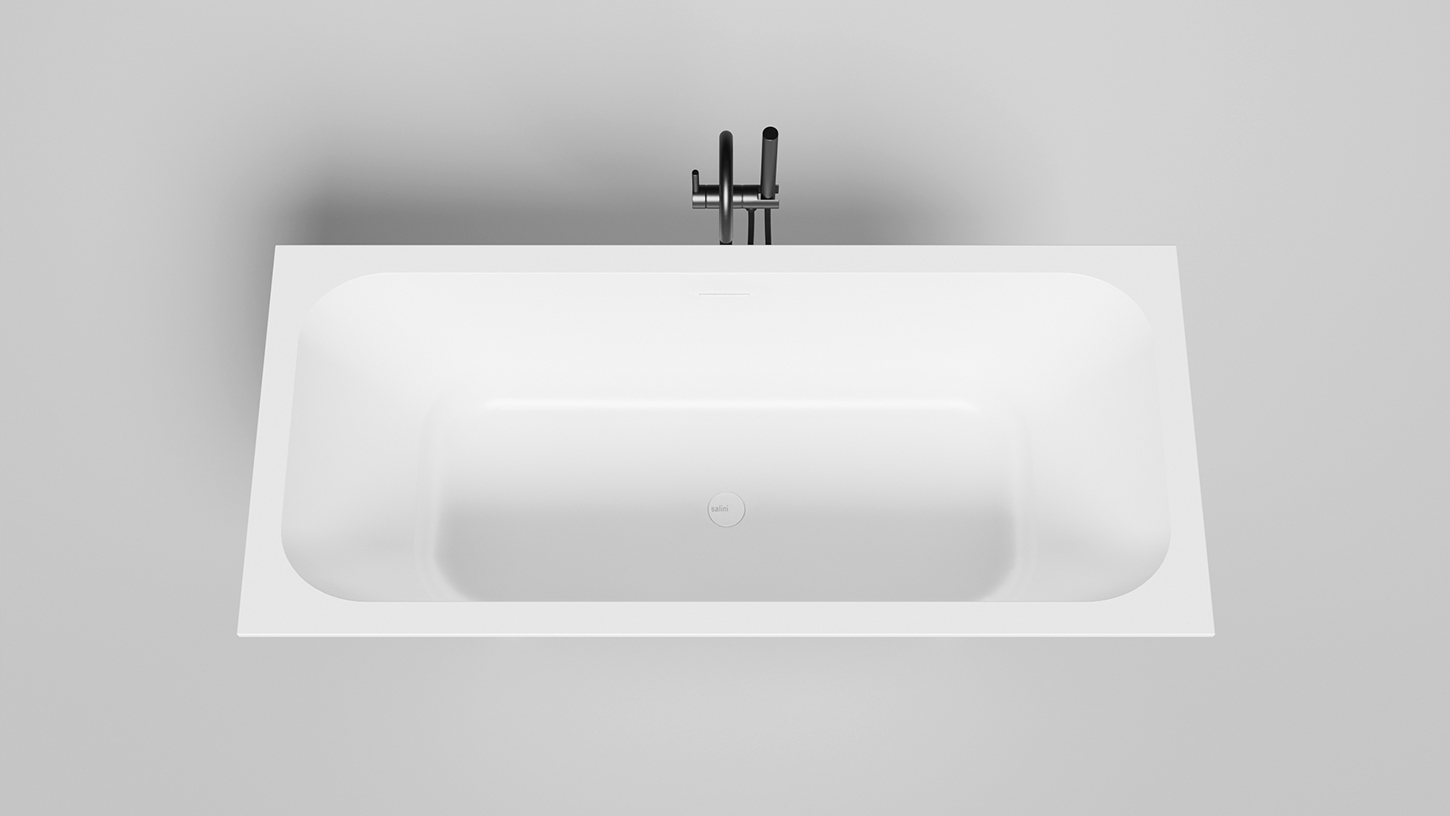 Встраиваемая прямоугольная ванна ORLANDA AXIS KIT 103313M 750х1700х600 мм, с регулируемыми ножками, из S-Sense, слив-перелив, сифон, донный клапан, цвет Белый матовый