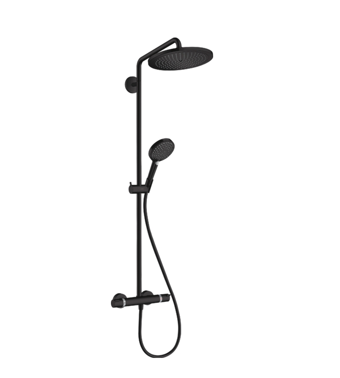 Душевая система с термостатом  и ручным душем HANSGROHE Croma Select S Showerpipe 280 1 jet 26890670 120 3jet, цвет Чёрный матовый