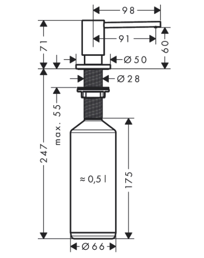 Диспенсер для моющего средства HANSGROHE A41 40438000 цвет Хром