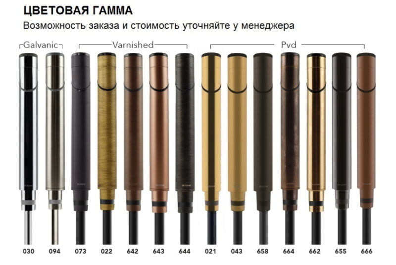 Наружная часть механического смесителя для ванны BOSSINI PLY Z00945.043 на 2 потребителя, с лейкой и шлангом, цвет Брашированное золото